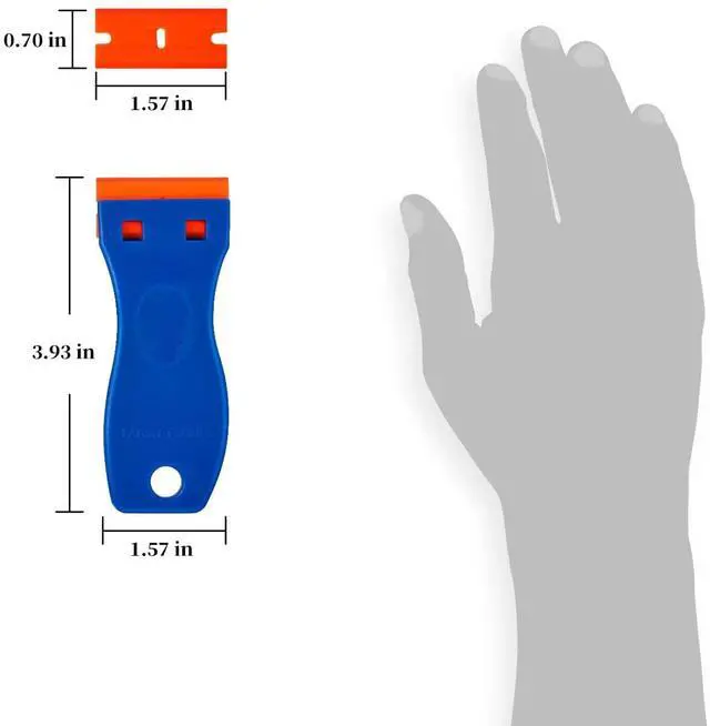 Alt view image 4 of 5 - Plastic Razor Blade Scraper, Scraper Tool with 20 PCS Plastic Razor Blades for Removing Labels Adhesive Decals Sticker from Windows Glass (Blue)