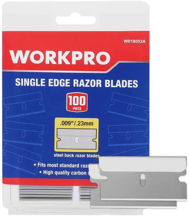 Main image of 100-Pack Single Razor Edge Blades, Industrial Scraper Blade, High Carbon Steel One Edge Razor Blades