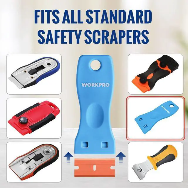 Alt view image 5 of 7 - 200 Pack Plastic Razor Blades, Double Edge Safety Scraper Refills, Replacement Blades for Removing Sticker, Glue, Paint from Glass, Tile, and Multi-Surface Cleaning