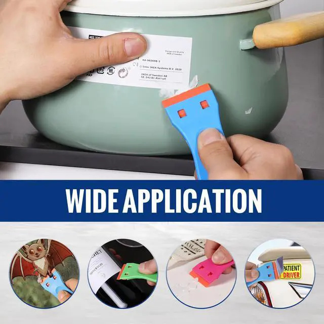 Alt view image 7 of 7 - 200 Pack Plastic Razor Blades, Double Edge Safety Scraper Refills, Replacement Blades for Removing Sticker, Glue, Paint from Glass, Tile, and Multi-Surface Cleaning