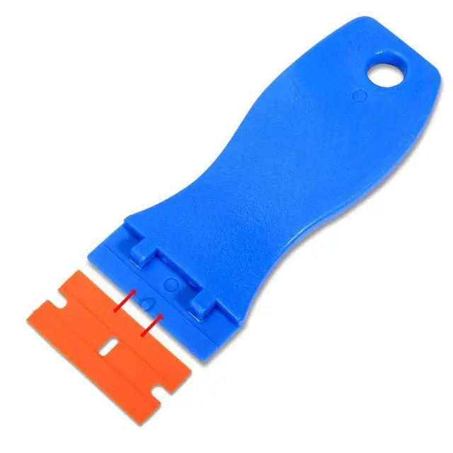 Alt view image 7 of 7 - 1.5" Plastic Razor Scraper with 10pcs Double Edged Plastic Blades for Removing Labels Stickers Decals on Glass Windows