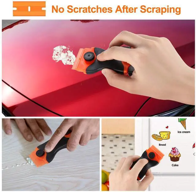 Alt view image 3 of 7 - 2PACK Razor Blade Scraper, 2-in-1 Scraper Tool with 12Pcs Plastic Blades and 7Pcs Metal Blades, Multi-Purpose Cleaning Razor Scraper for Decals, Stickers, Labels, Caulk, Adhesive, Paint Removal