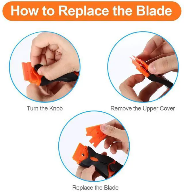 Alt view image 7 of 7 - 2PACK Razor Blade Scraper, 2-in-1 Scraper Tool with 12Pcs Plastic Blades and 7Pcs Metal Blades, Multi-Purpose Cleaning Razor Scraper for Decals, Stickers, Labels, Caulk, Adhesive, Paint Removal