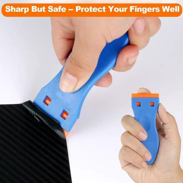 Alt view image 3 of 7 - Plastic Razor Blade Scraper, 2PCS Scraper Tool with 60PCS Plastic Blades, Cleaning Scraper Remover for Stickers, Decals, Adhesive, Labels, Paint, Glass, Car, Window, Caulk, No Scratches