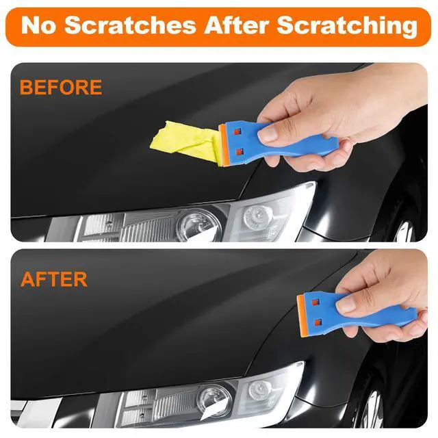 Alt view image 4 of 7 - Plastic Razor Blade Scraper, 2PCS Scraper Tool with 60PCS Plastic Blades, Cleaning Scraper Remover for Stickers, Decals, Adhesive, Labels, Paint, Glass, Car, Window, Caulk, No Scratches