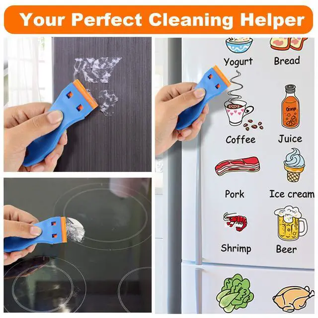 Alt view image 6 of 7 - Plastic Razor Blade Scraper, 2PCS Scraper Tool with 60PCS Plastic Blades, Cleaning Scraper Remover for Stickers, Decals, Adhesive, Labels, Paint, Glass, Car, Window, Caulk, No Scratches