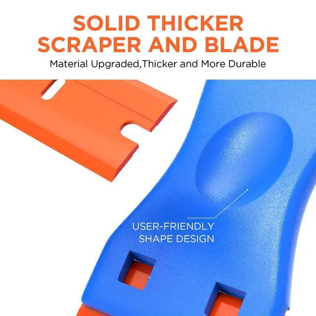 Alt view image 6 of 7 - Plastic Razor Blades Scraper Tool - 2 Pack Wall Paint Remover with 100 Pcs Plastic Blades Kit No Scratch Car Window Glass Wood Sticker Removal Floor Stove Kitchen Vinyl Adhesive Decal Tape Cleanings