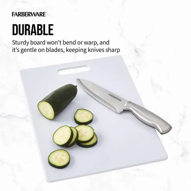 Alt view image 3 of 7 - Large Cutting Board, Dishwasher- Safe Plastic Chopping Board for Kitchen with Easy Grip Handle, 11in by 14in, White