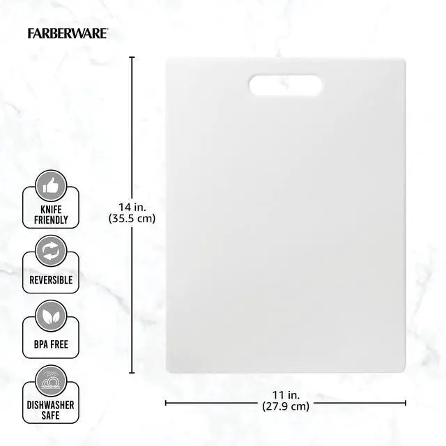 Alt view image 5 of 7 - Large Cutting Board, Dishwasher- Safe Plastic Chopping Board for Kitchen with Easy Grip Handle, 11in by 14in, White