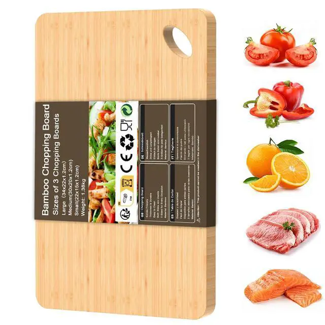 Main image of Wooden Cutting Boards for Kitchen, 15.3 * 8.7'' Knife Friendly Bamboo Cutting Board Lightweight & Durable Chopping Board with Hang Hole for Easy Storage & Clean, Large