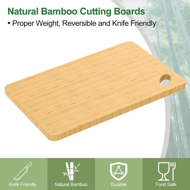 Alt view image 6 of 7 - Wooden Cutting Boards for Kitchen, 15.3 * 8.7'' Knife Friendly Bamboo Cutting Board Lightweight & Durable Chopping Board with Hang Hole for Easy Storage & Clean, Large