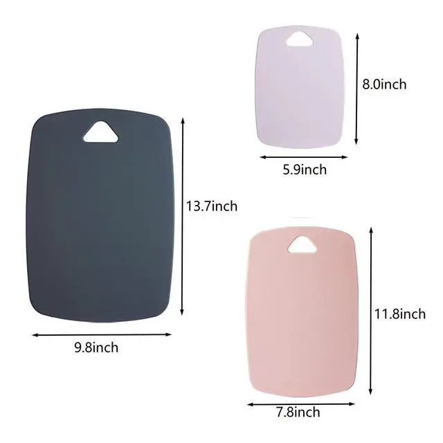 Alt view image 3 of 7 - Cutting Boards for Kitchen,Plastic Cutting Board Set of 3, Thick Chopping Boards for Meat, Veggies, Fruits, with Easy Grip Handle,Dishwasher Safe (Pink, 3Pcs)