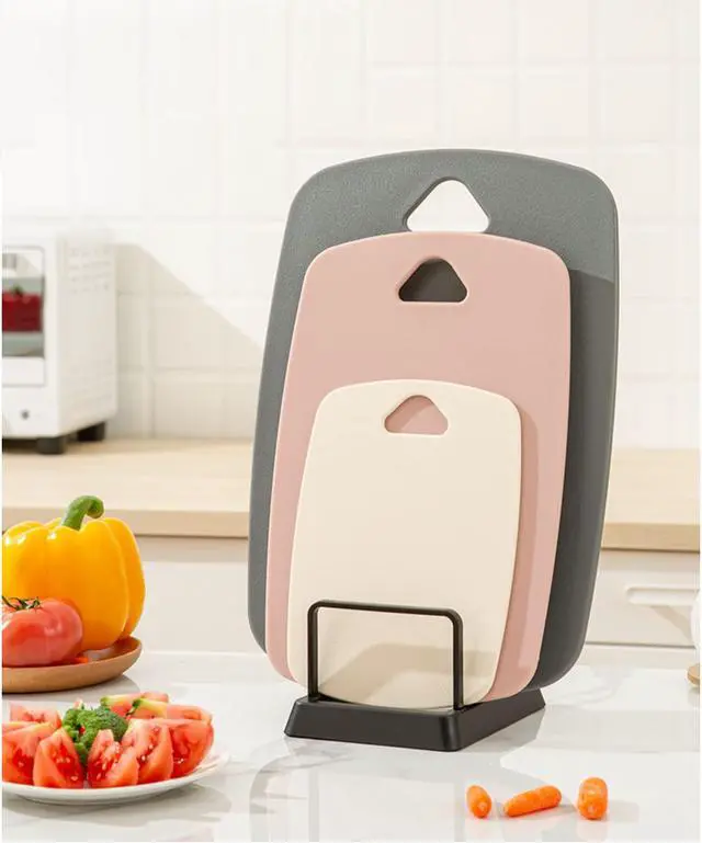 Alt view image 2 of 7 - Cutting Boards for Kitchen,Plastic Cutting Board Set of 3, Thick Chopping Boards for Meat, Veggies, Fruits, with Easy Grip Handle,Dishwasher Safe (Pink, 3Pcs)