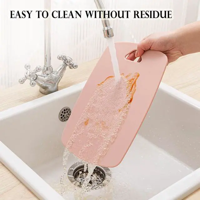 Alt view image 5 of 7 - Cutting Boards for Kitchen,Plastic Cutting Board Set of 3, Thick Chopping Boards for Meat, Veggies, Fruits, with Easy Grip Handle,Dishwasher Safe (Pink, 3Pcs)