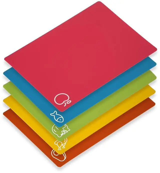 Main image of 5 Pieces Flexible Cutting Boards, BPA Free Plastic Cutting Boards for Kitchen, Non Slip Cutting Mat for Meat and Vegetables