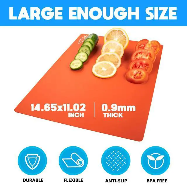 Alt view image 2 of 6 - 5 Pieces Flexible Cutting Boards, BPA Free Plastic Cutting Boards for Kitchen, Non Slip Cutting Mat for Meat and Vegetables