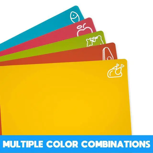 Alt view image 3 of 6 - 5 Pieces Flexible Cutting Boards, BPA Free Plastic Cutting Boards for Kitchen, Non Slip Cutting Mat for Meat and Vegetables