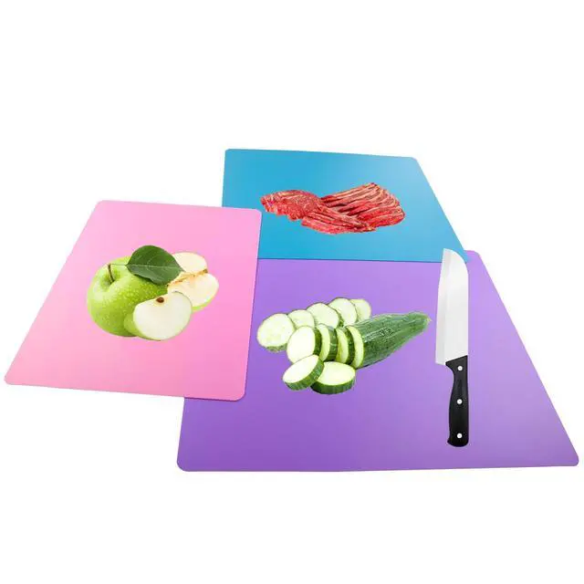Alt view image 6 of 7 - 3 Pieces Flexible Cutting Board mats, Plastic Cutting Boards for Kitchen Cooking, Cutting board sheets for Meat and Vegetables, Dishwasher Safe