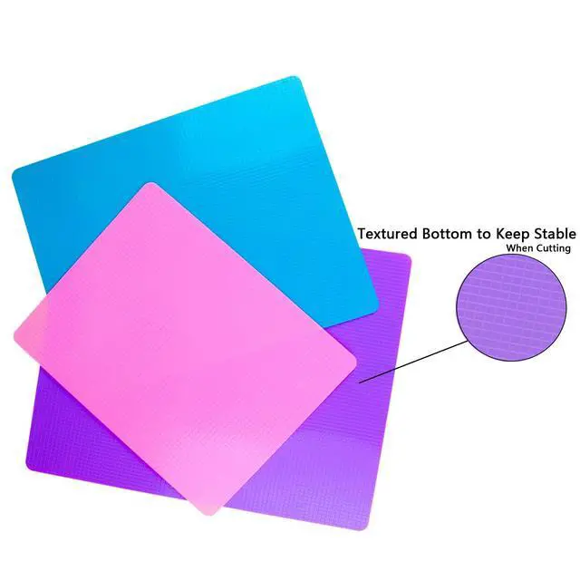 Alt view image 3 of 7 - 3 Pieces Flexible Cutting Board mats, Plastic Cutting Boards for Kitchen Cooking, Cutting board sheets for Meat and Vegetables, Dishwasher Safe