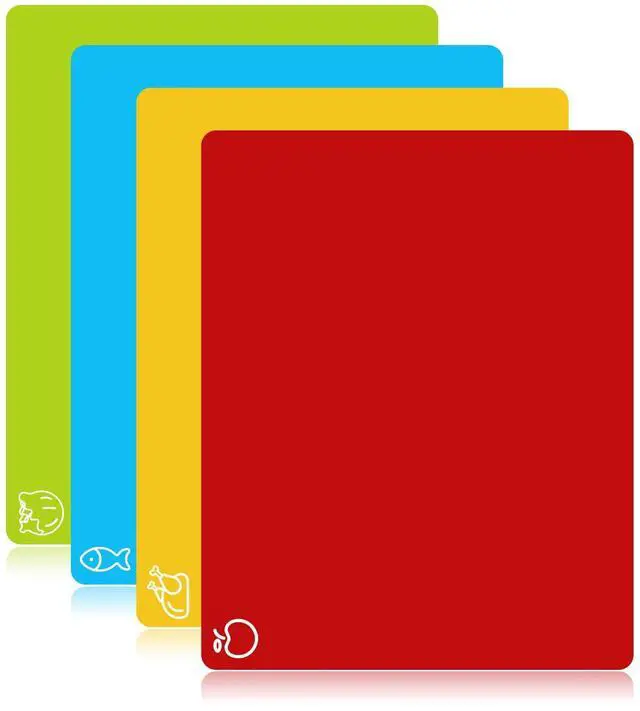 Main image of 4 Pieces Flexible Cutting Boards, BPA Free Plastic Cutting Boards for Kitchen, Non Slip Cutting Mat for Meat and Vegetables
