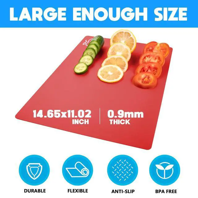 Alt view image 2 of 5 - 4 Pieces Flexible Cutting Boards, BPA Free Plastic Cutting Boards for Kitchen, Non Slip Cutting Mat for Meat and Vegetables
