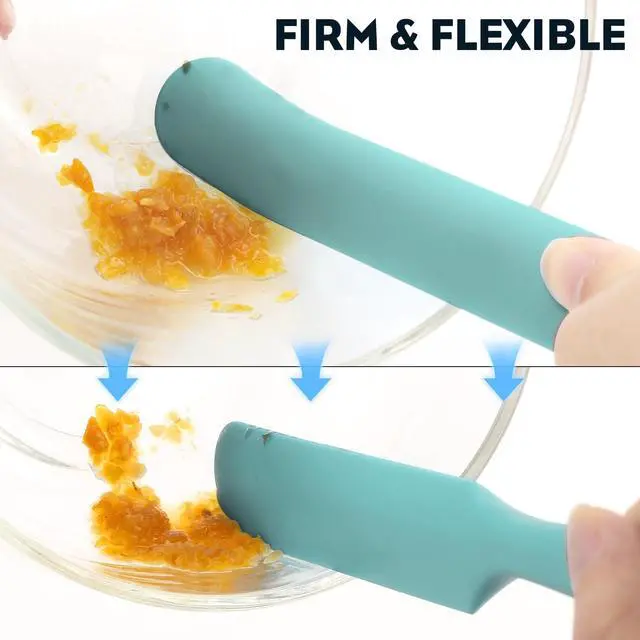 Alt view image 5 of 7 - 3pcs Silicone Jar Spatulas 10in Long Skinny Heat-Resistant, Narrow Spatula Set for Scraping Peanut Butter, Sourdough, Jam in Small Containers, Blenders & Baking (Green)