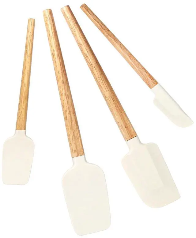 Main image of Silicone Spatula Set, Food Grade Rubber Spatula-4 Piece Nonstick Rubber Spatulas, Spoonula, Jar Scraper for Cooking, Baking, Mixing, Frosting - Heat Resistant Up to 600°F (4 Pcs Spatula Off-White)