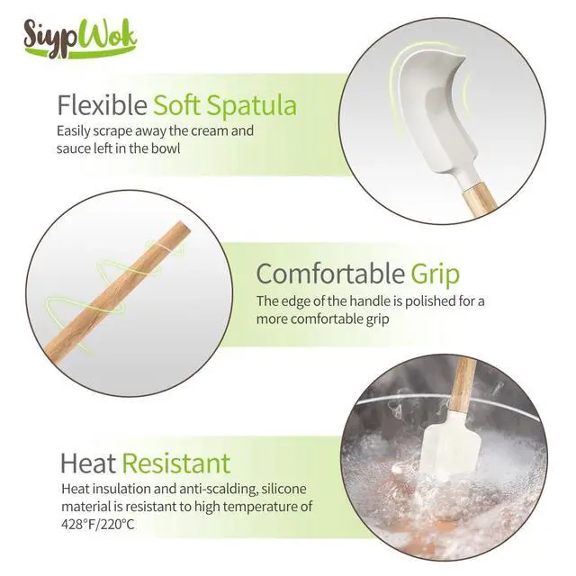 Alt view image 6 of 7 - Silicone Spatula Set, Food Grade Rubber Spatula-4 Piece Nonstick Rubber Spatulas, Spoonula, Jar Scraper for Cooking, Baking, Mixing, Frosting - Heat Resistant Up to 600°F (4 Pcs Spatula Off-White)