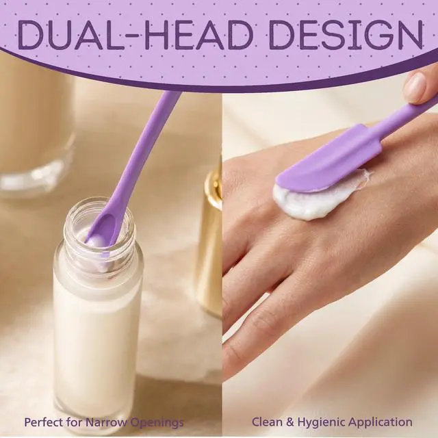 Alt view image 4 of 7 - Silicone Makeup Spatula Set, 3PCS Mini Narrow Cosmetic Scraper Tool for Skincare, Beauty & Foundation, Mask, Cream, Lotion Bottles, Jars, No Drop Left, 3 Sizes, Purple
