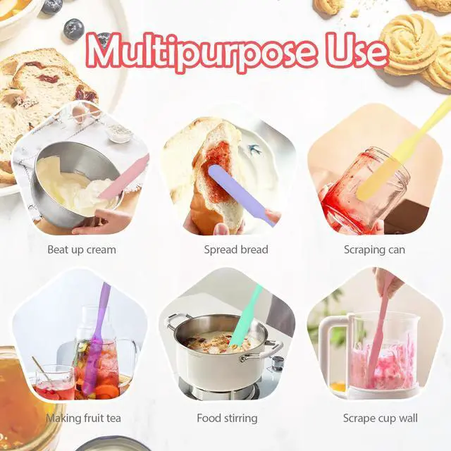 Alt view image 7 of 7 - 4Pcs Jar Spatula Silicone Long Scraper, Food-grade Cream Spatulas, Heat-Resistant Jam Spreader for Scraping Kitchen Baking Mixing Cake Butter