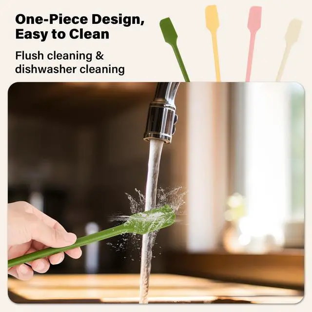 Alt view image 4 of 6 - Silicone Jar Scraper Set of 4, Double-Headed, 10.2-Inch, Mini Spatula & Spoon for Jam Jars & Makeup