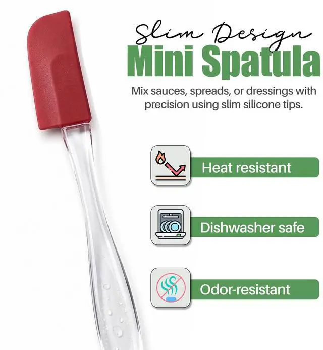 Alt view image 2 of 7 - Set of 6 Mini Silicone Spatulas for Kitchen Cooking & Baking, Small Silicone Cooking Utensils, Heat Resistant BPA Free - Up To 446 Degrees
