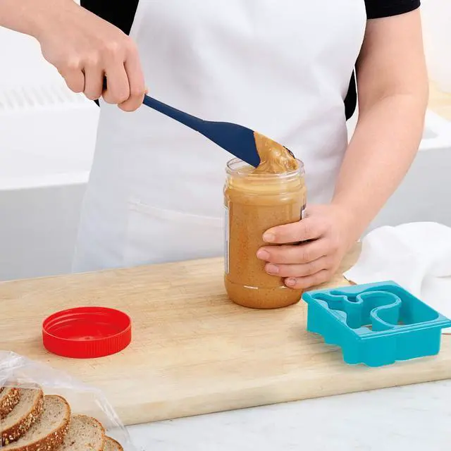 Alt view image 2 of 7 - Silicone Jar Spatula Long Handled Rubber Scraping Scooping Tool for Peanut Butter Jam Jelly Jars Blenders, Extra Long Flex Core Silicone Jar Scraper Dishwasher Safe BPA Free, Deep Indigo
