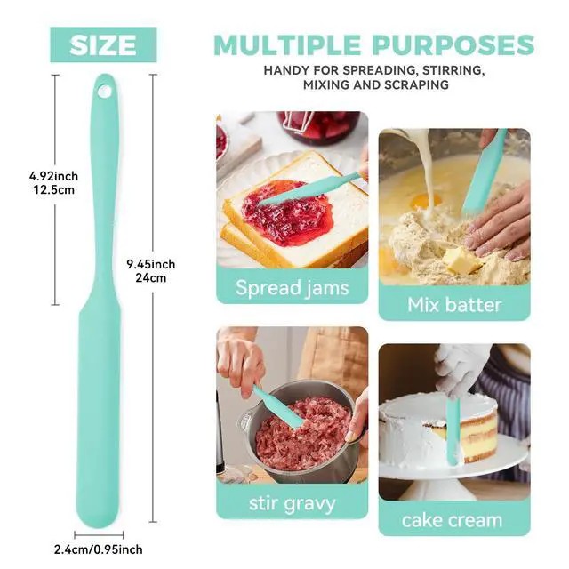 Alt view image 2 of 7 - 4 Pcs Silicone Jar Spatula Set, Sourdough Spurtle, Jar Scraper, Long Handle Thin Spatulas, Perfect for Jars, Bottles, Containers, Mixing, Scraping, Spreading Jam, Cake Icing and Sourdough Tools. (4)