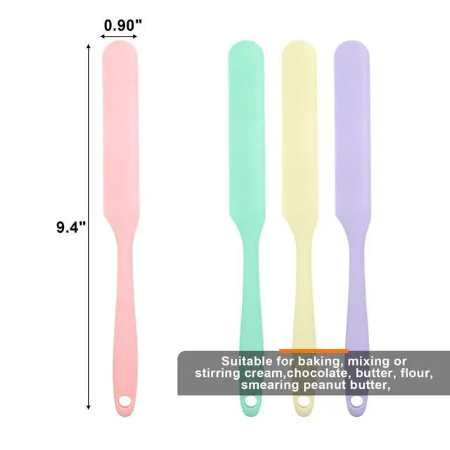 Alt view image 2 of 6 - 4 Pcs Silicone Jar Spatula, Non-Stick Heat Resistant Cake Cream Spatulas Set, 9.8 inch Cake Cream Butter Spatulas(4 colors