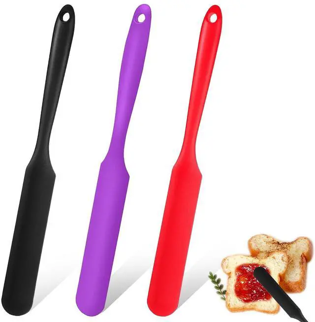 Main image of Silicone Jar Spatula, 3Pcs Spatulas Kitchen Set, Heat Resistant Jam Spreader for Baking Mixing Cake Cream Butter Scraper