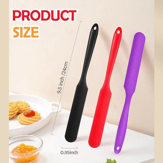 Alt view image 4 of 7 - Silicone Jar Spatula, 3Pcs Spatulas Kitchen Set, Heat Resistant Jam Spreader for Baking Mixing Cake Cream Butter Scraper
