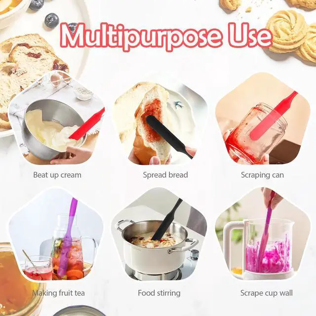 Alt view image 5 of 7 - Silicone Jar Spatula, 3Pcs Spatulas Kitchen Set, Heat Resistant Jam Spreader for Baking Mixing Cake Cream Butter Scraper