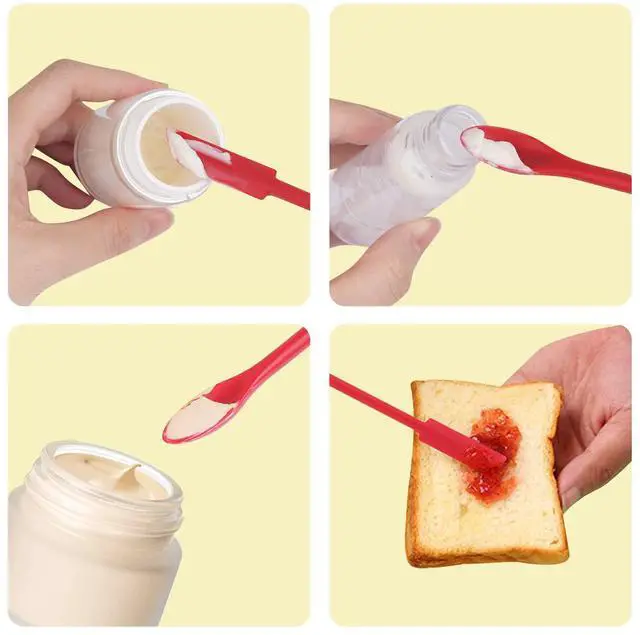 Alt view image 6 of 7 - Mini Spatula Silicone Spatula Set - Cuttte 2pcs Small Makeup Scrapers for Cosmetics, Reusable Beauty Tiny Tools, Thin Jar Scraper, Get Last of Makeup Out, Black and Red