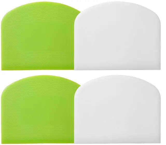 Main image of 4 Pcs Dough ScraperBench Scraper,Bowl Scraper, for Bread Cake Dough Fondant IcingWhite, Green