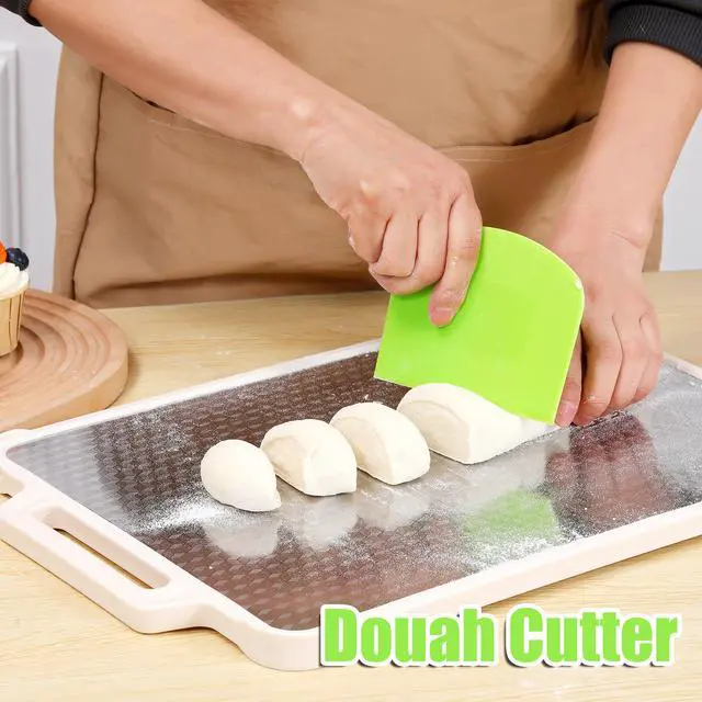 Alt view image 3 of 5 - 4 Pcs Dough ScraperBench Scraper,Bowl Scraper, for Bread Cake Dough Fondant IcingWhite, Green
