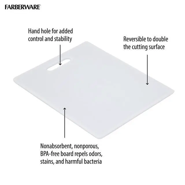 Alt view image 4 of 5 - Reversible Plastic Cutting Board, 8x10 Inch, White, Dishwasher Safe, Non-Porous and Durable for Chopping, Slicing, Prep, Easy to Store