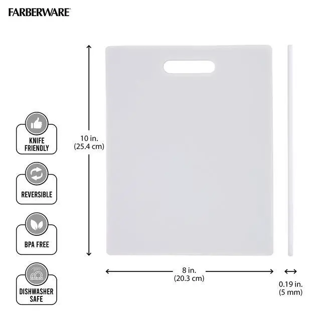 Alt view image 3 of 5 - Reversible Plastic Cutting Board, 8x10 Inch, White, Dishwasher Safe, Non-Porous and Durable for Chopping, Slicing, Prep, Easy to Store
