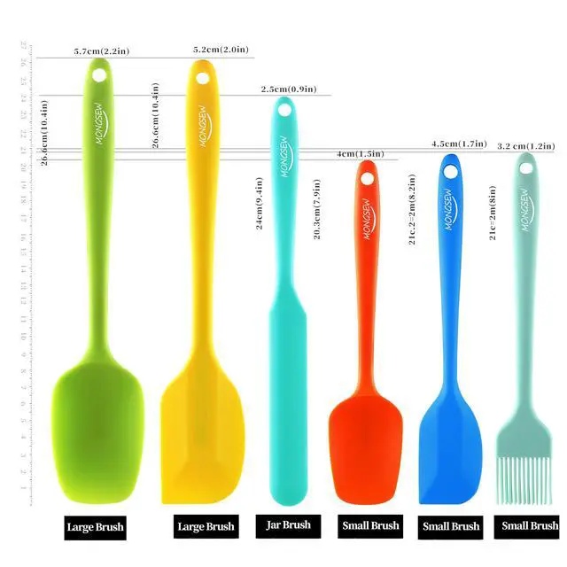 Alt view image 2 of 7 - 6PCS Silicone Spatulas, Food Grade Heat Resistant Rubber Spatula Set, Kitchen Spatulas for Baking, Cooking and Mixing, BPA-Free, Dishwasher Safe (Set of 6, Multi Colors)