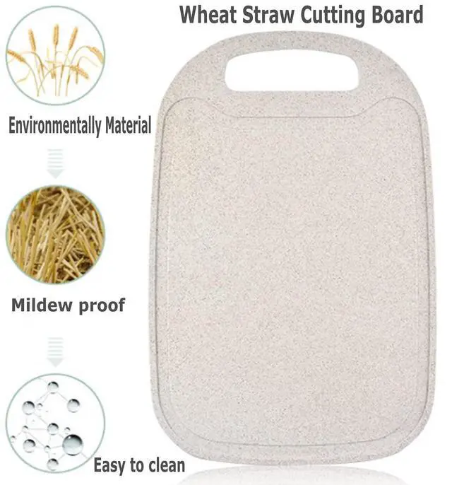 Alt view image 5 of 7 - 3 Pack Mini Kitchen Cutting Board Set Small Fruit Cutting Board Wheat Straw Plastic Cutting Boards Mats Dishwasher Safe, Juice Grooves, Thicker Boards Easy Grip Handle, Non Porous(13 Inch x 8.5 Inch)