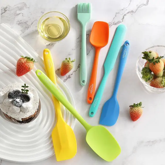 Alt view image 6 of 7 - 6PCS Silicone Spatulas, Food Grade Heat Resistant Rubber Spatula Set, Kitchen Spatulas for Baking, Cooking and Mixing, BPA-Free, Dishwasher Safe (Set of 6, Multi Colors)