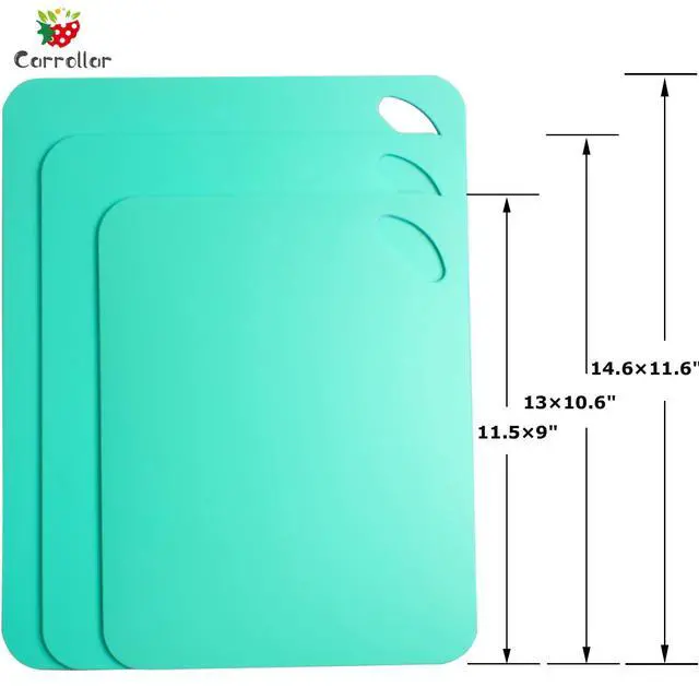 Alt view image 3 of 7 - Plastic Flexible Cutting Mats for Kitchen, 3pcs Color Coded Chopping Board Set, Cutting Board Sheet for Kitchen Cooking, Dishwasher Safe 11.5x9"