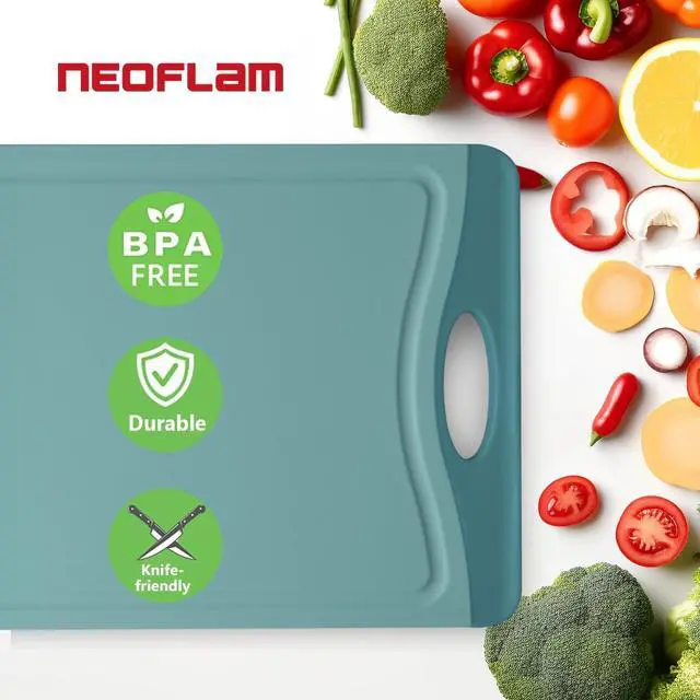 Alt view image 3 of 7 - Flutto Poly Cutting Board - Blue, Durable Plastic, Knife-Scratch Resistant, Large Handle, Kitchen Essential (11.5 x 8 x 0.4 inches)