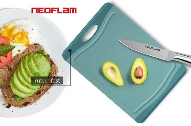 Alt view image 5 of 7 - Flutto Poly Cutting Board - Blue, Durable Plastic, Knife-Scratch Resistant, Large Handle, Kitchen Essential (11.5 x 8 x 0.4 inches)