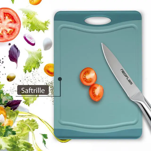 Alt view image 4 of 7 - Flutto Poly Cutting Board - Blue, Durable Plastic, Knife-Scratch Resistant, Large Handle, Kitchen Essential (11.5 x 8 x 0.4 inches)